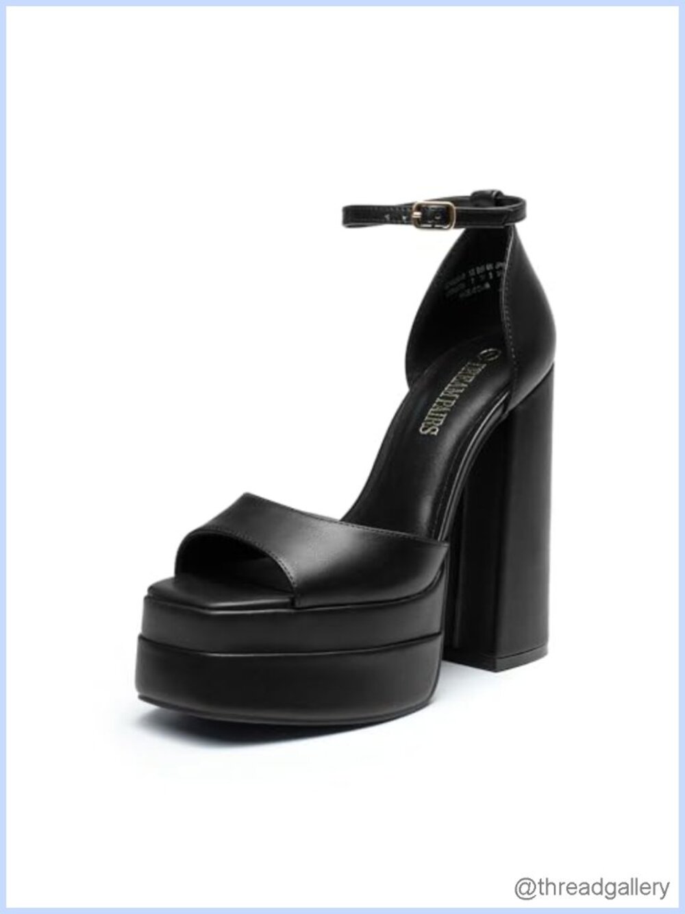 Platform Chunky Heel Sandals Faux Leather Ankle Strap